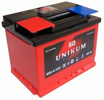 АКБ Unikum п.п.L+ 60a/h Евро B13(нижн.кр)
